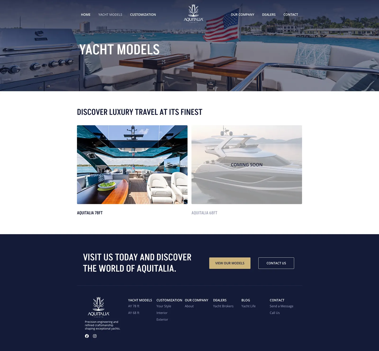 Tela 2 do site Aquitalia Yachts
