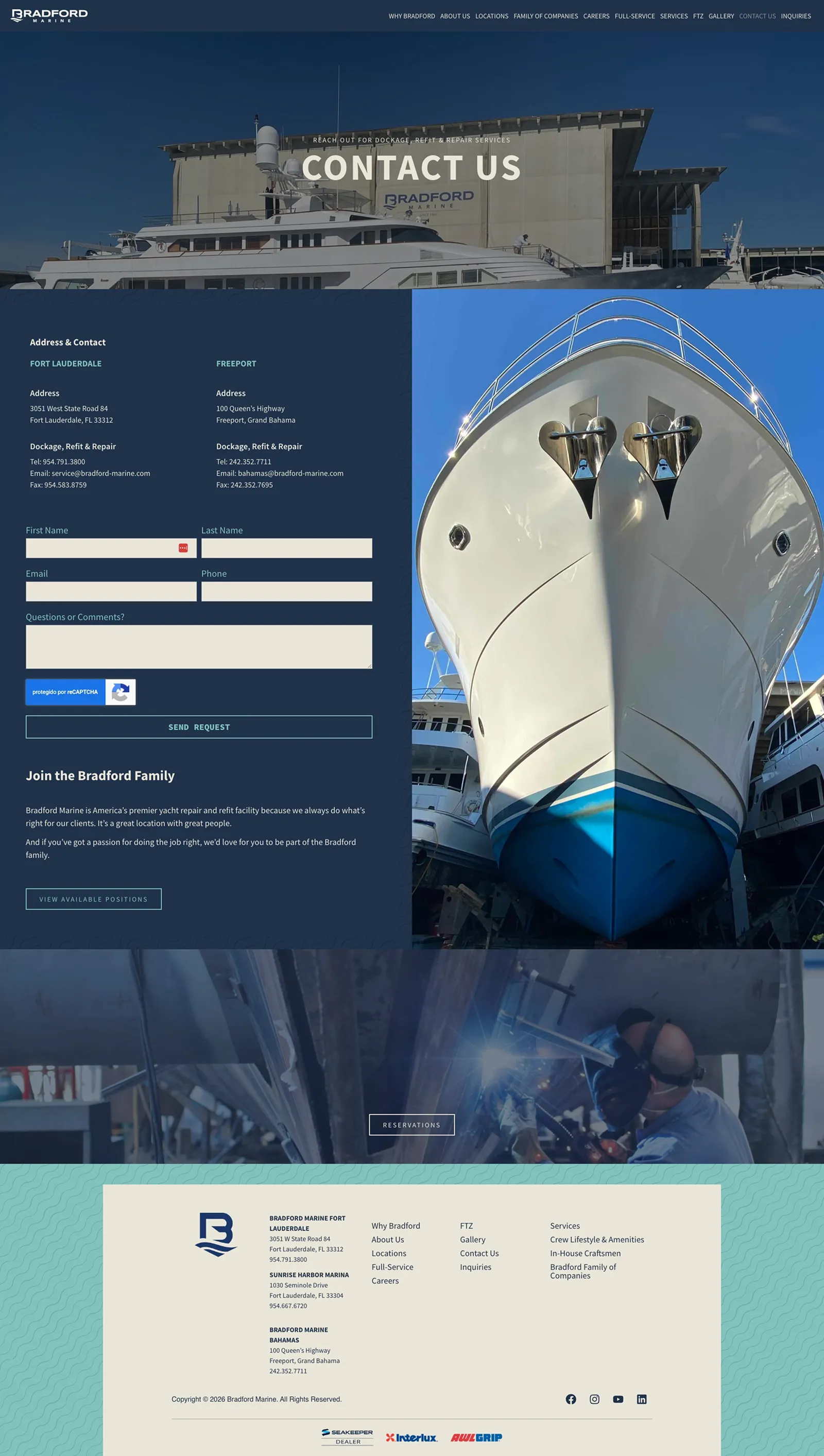 Tela 4 do site BradFord Marine