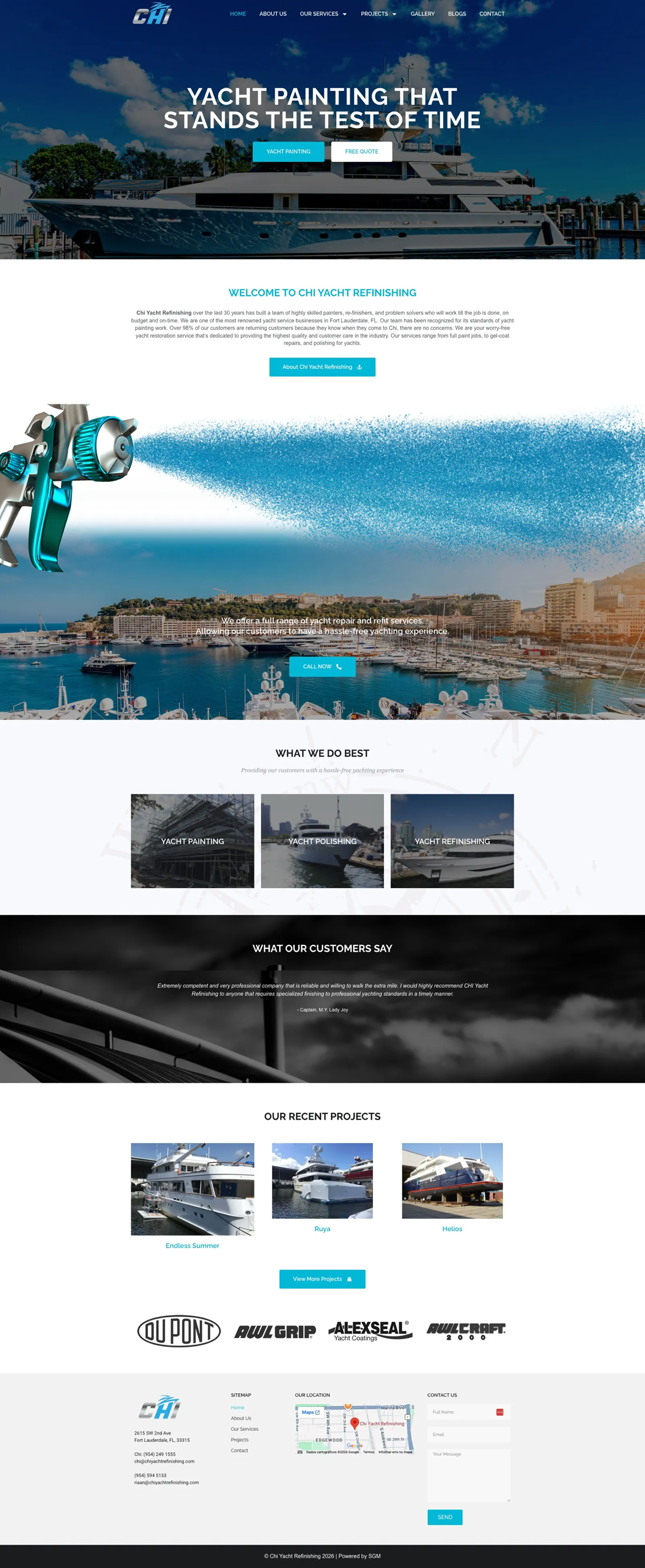 Tela 1 do site CHI Yacht Refinishing