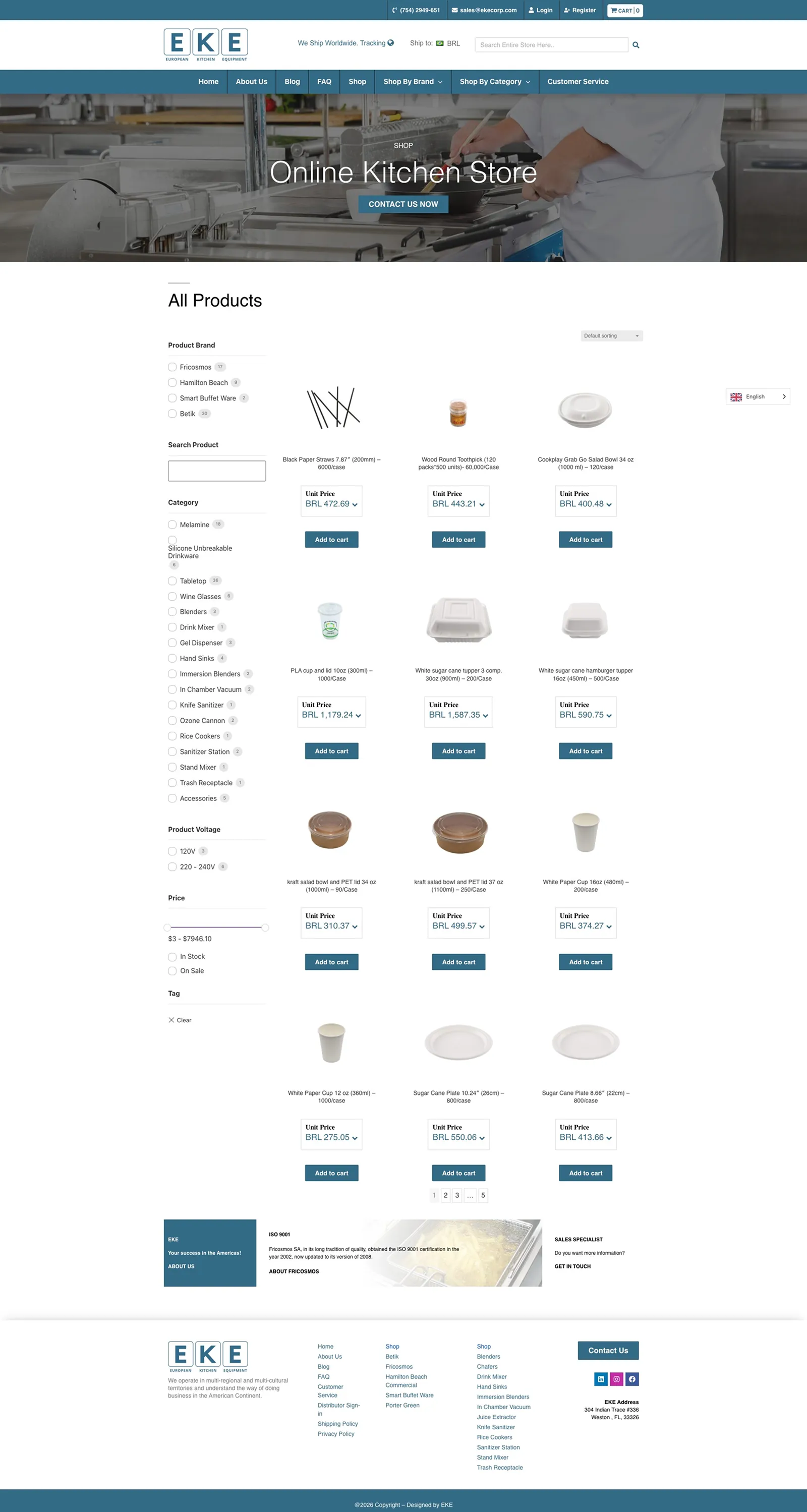 Tela 1 do site European Kitchen Equipment