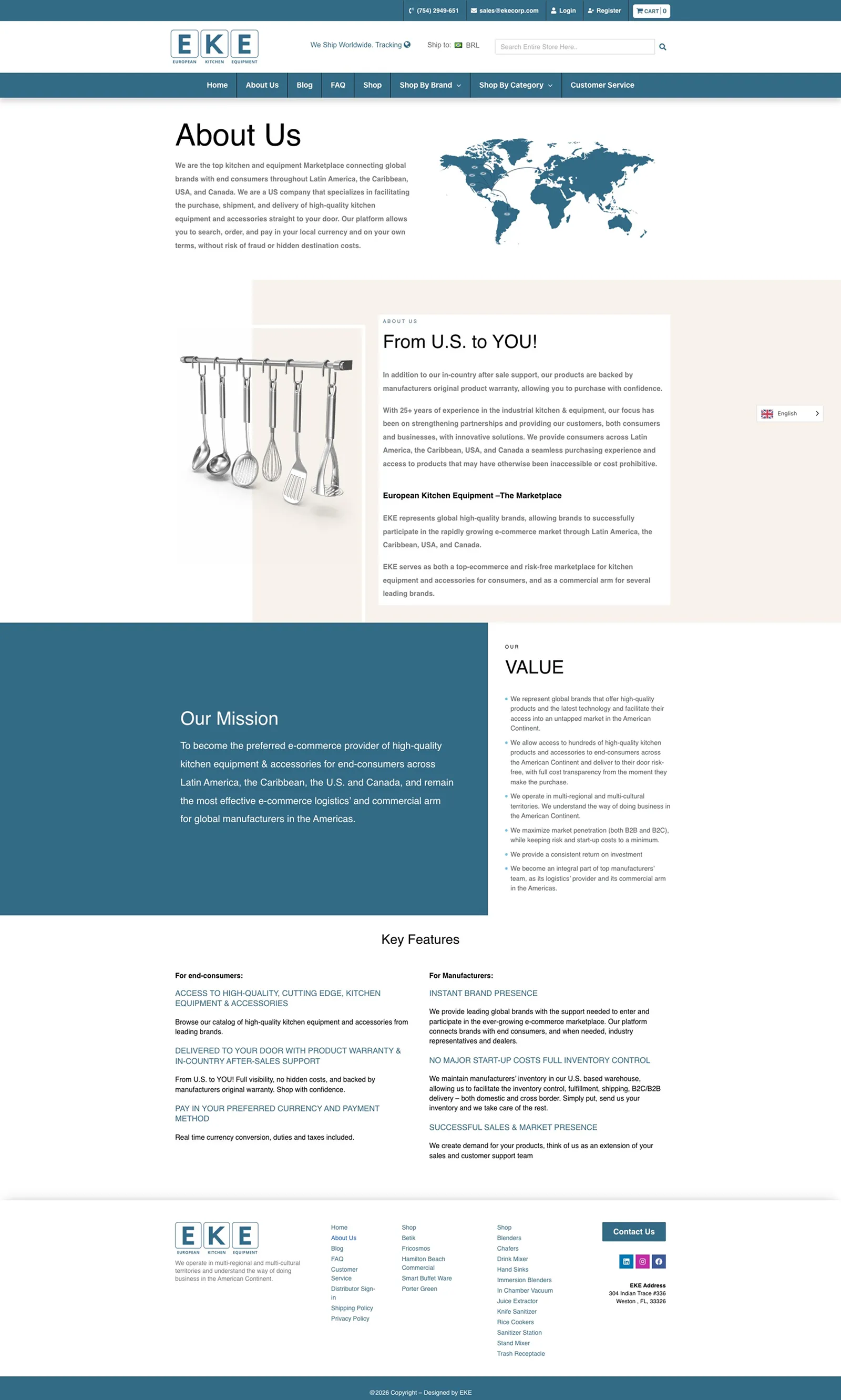 Tela 2 do site European Kitchen Equipment