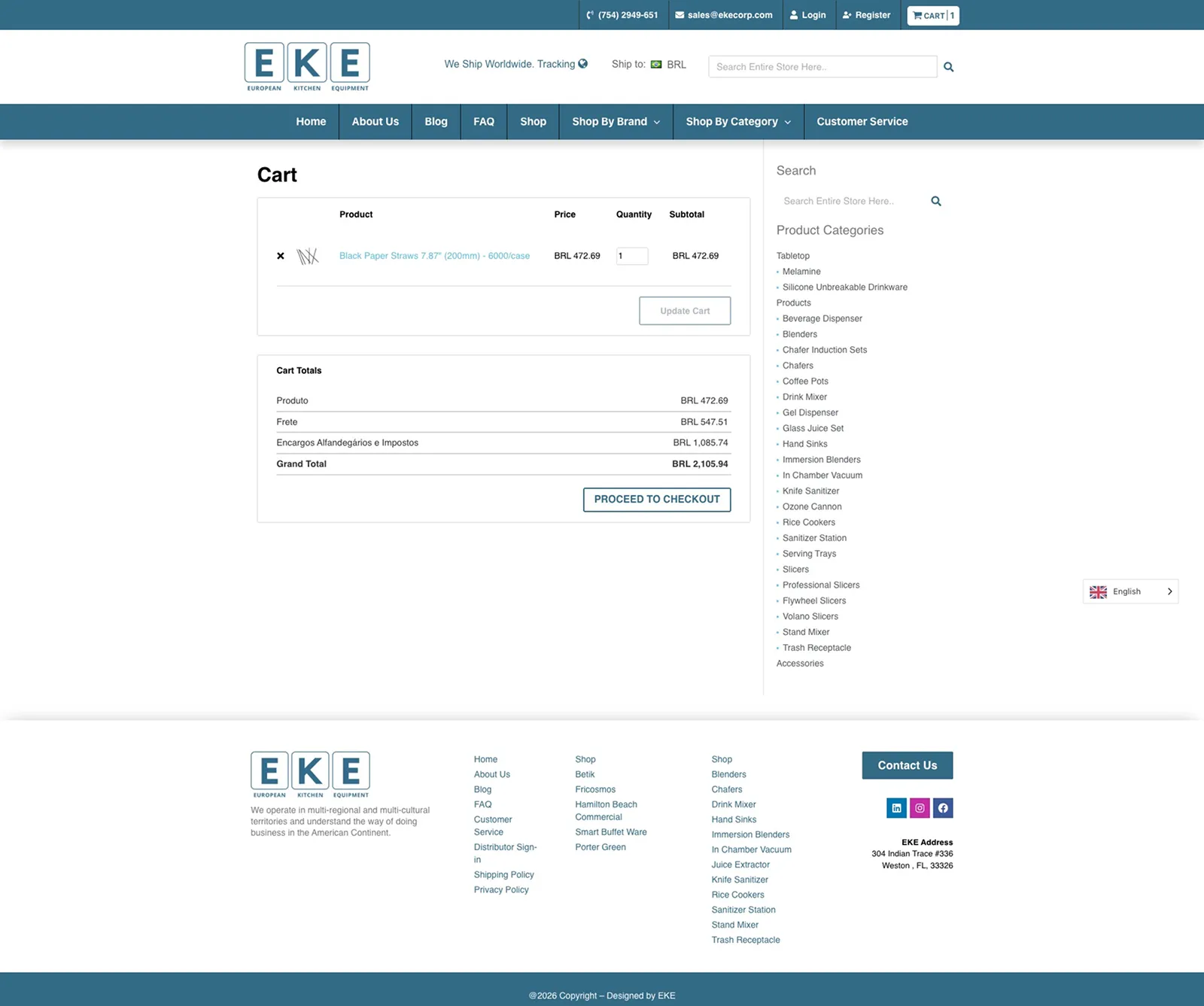 Tela 6 do site European Kitchen Equipment