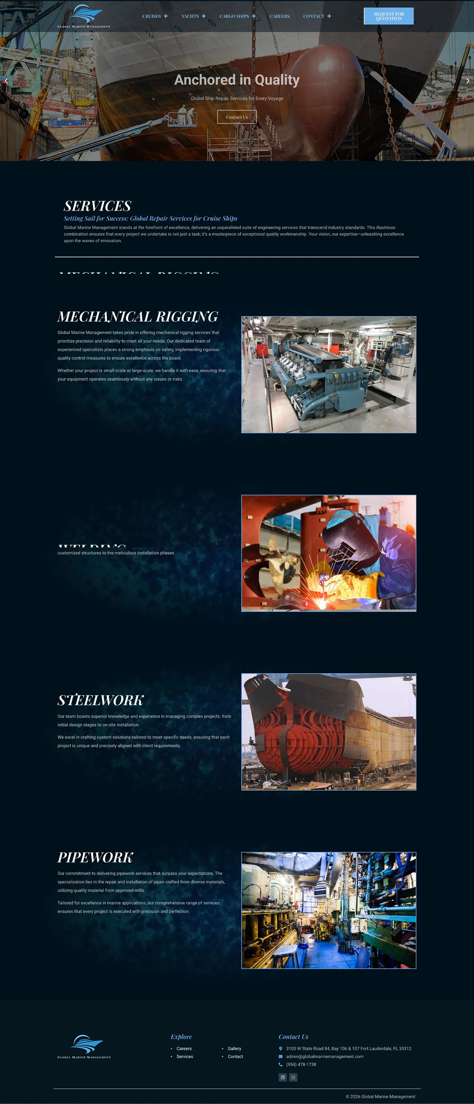 Tela 2 do site Global Marine Management
