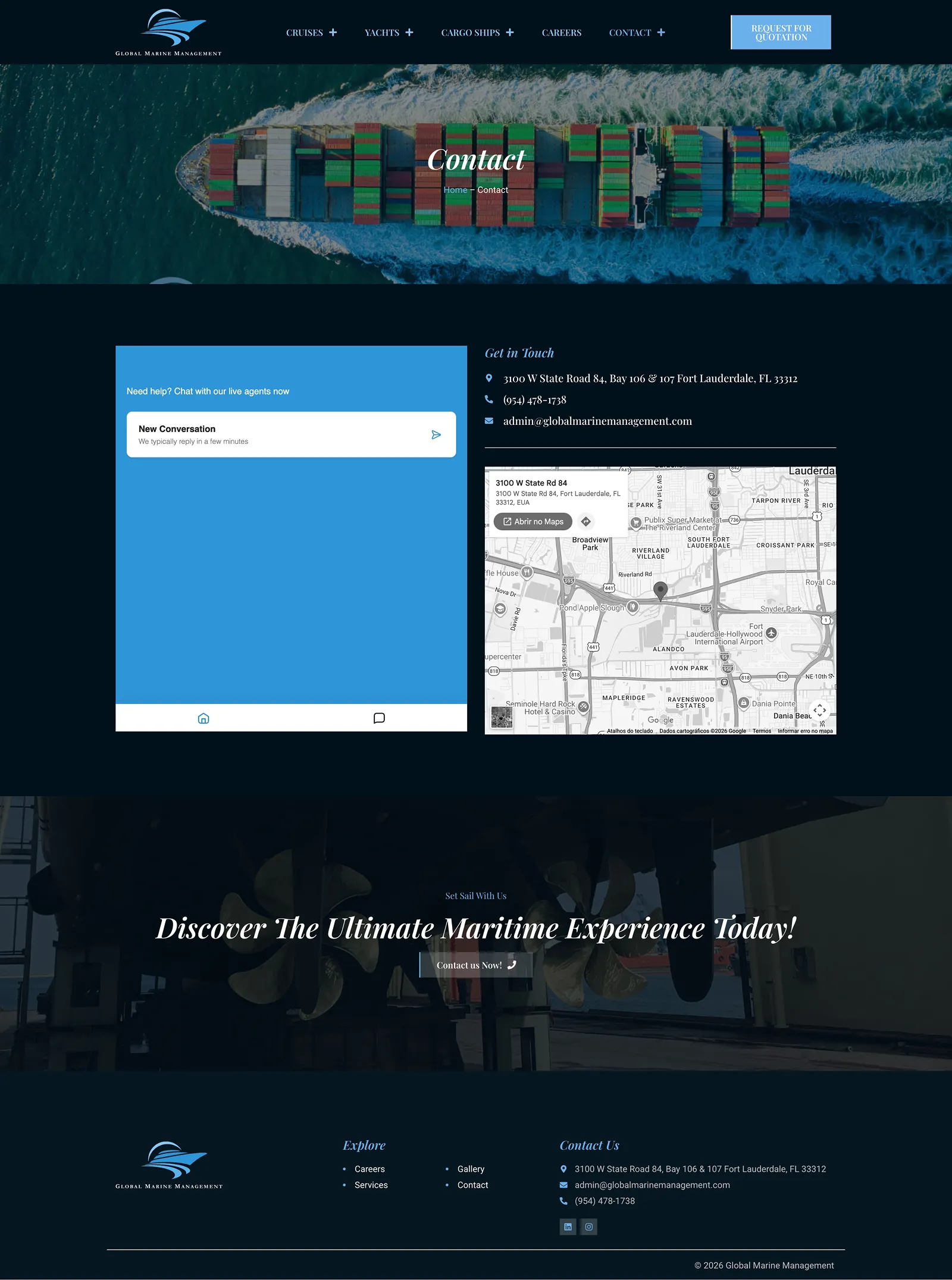 Tela 3 do site Global Marine Management