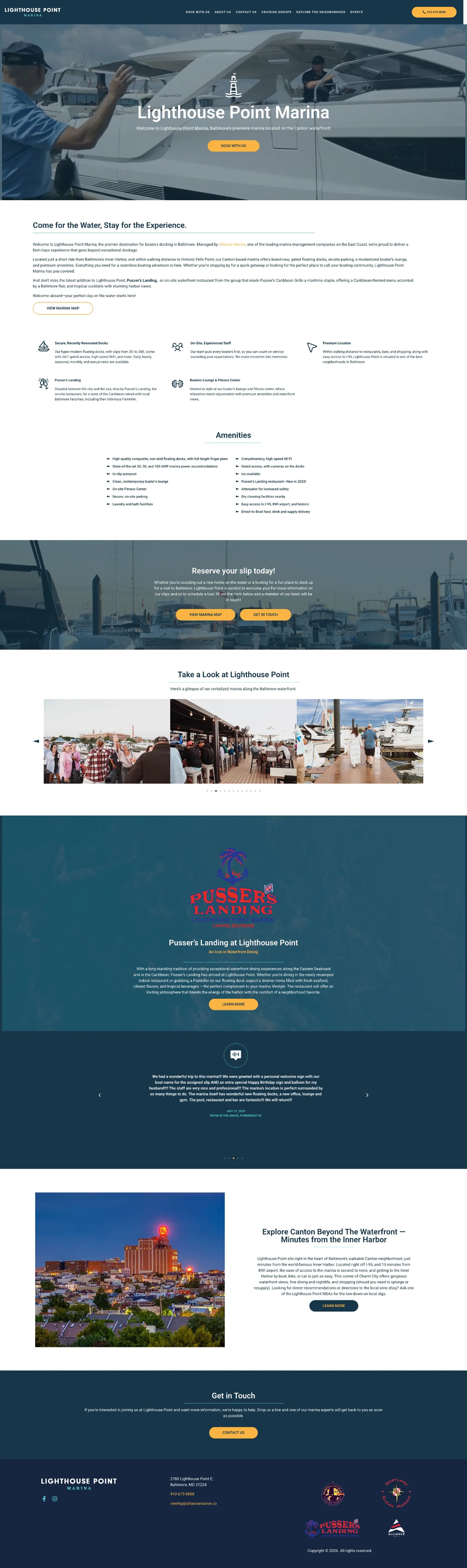 Tela 1 do site Lighthouse Point Marina
