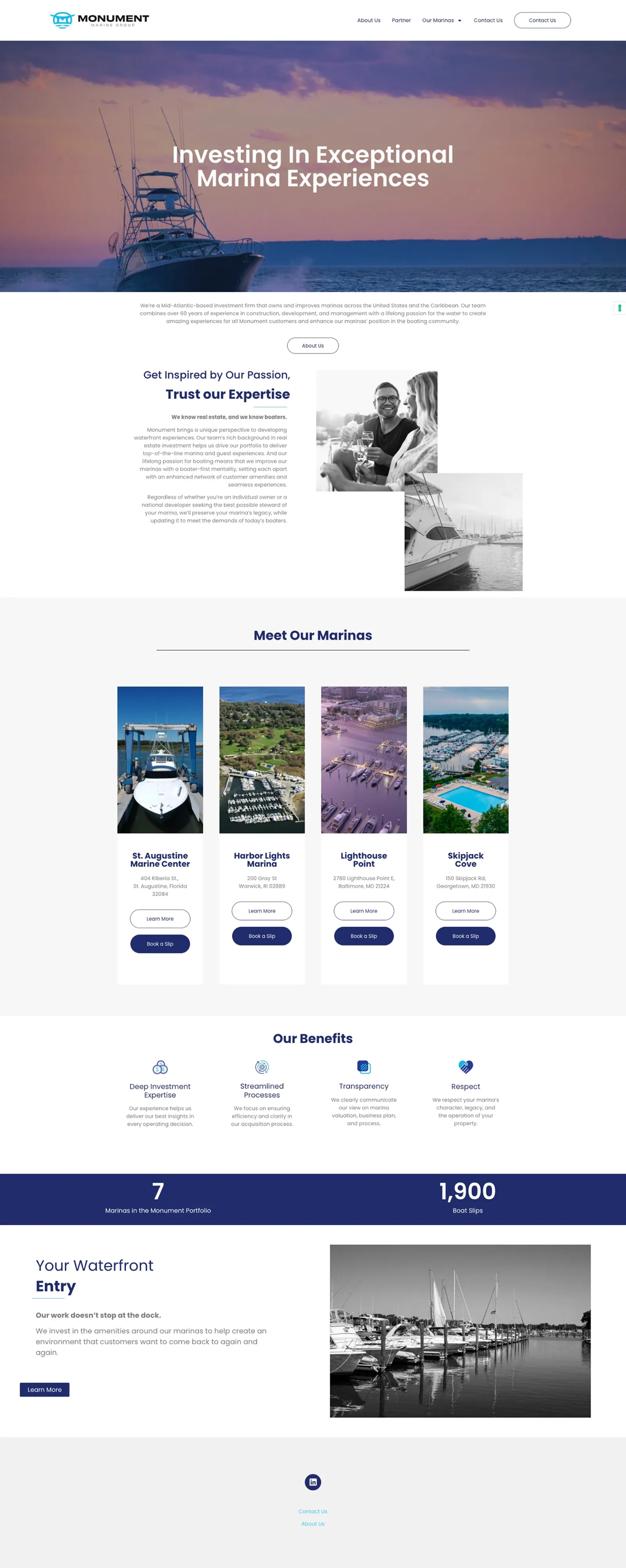 Tela 1 do site Monument Marine Group