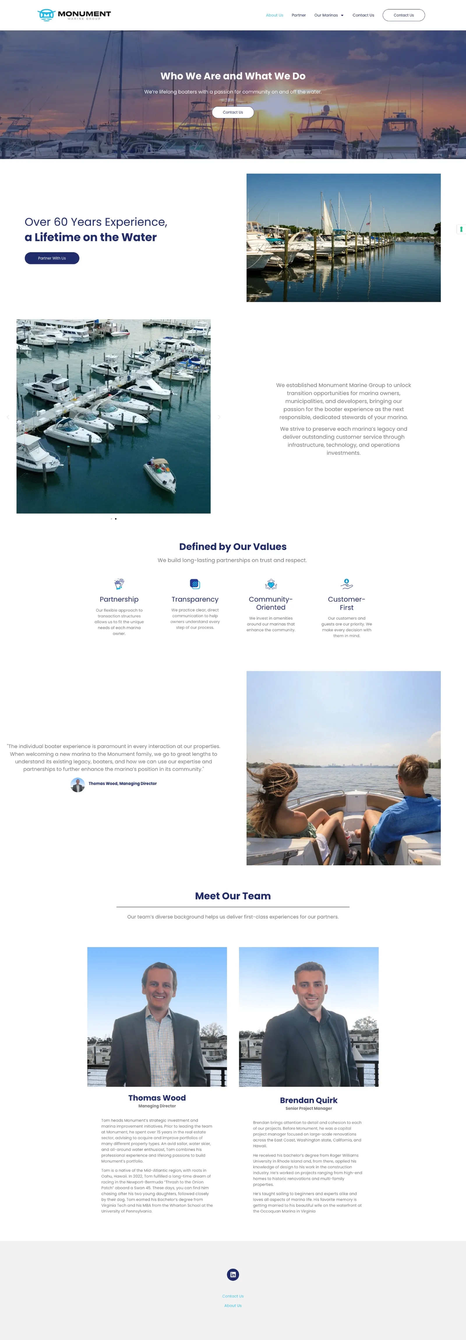 Tela 2 do site Monument Marine Group