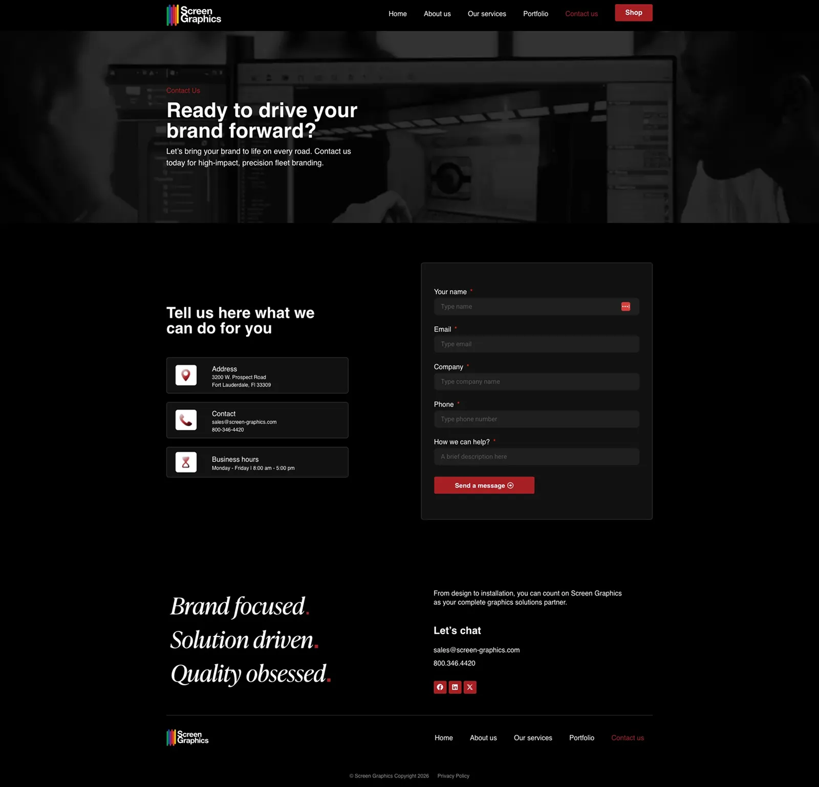 Tela 5 do site Screen Graphics