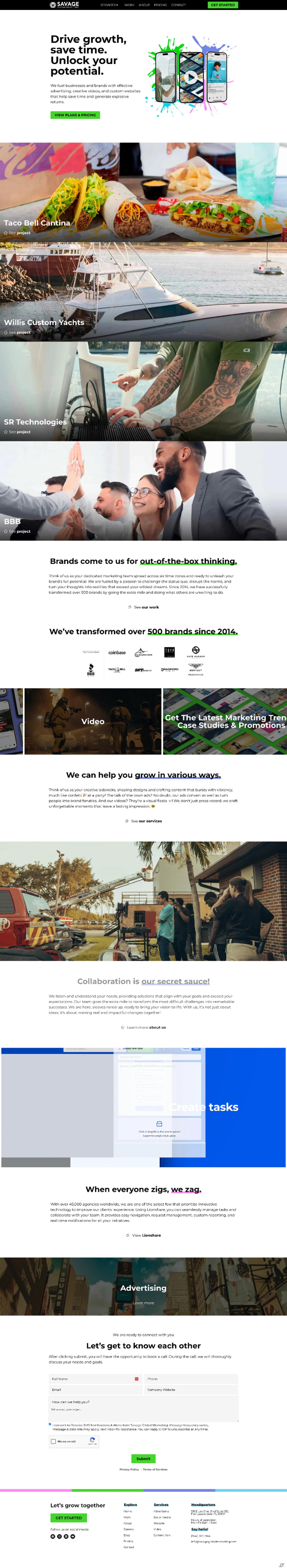 Tela 1 do site Savage Global Marketing