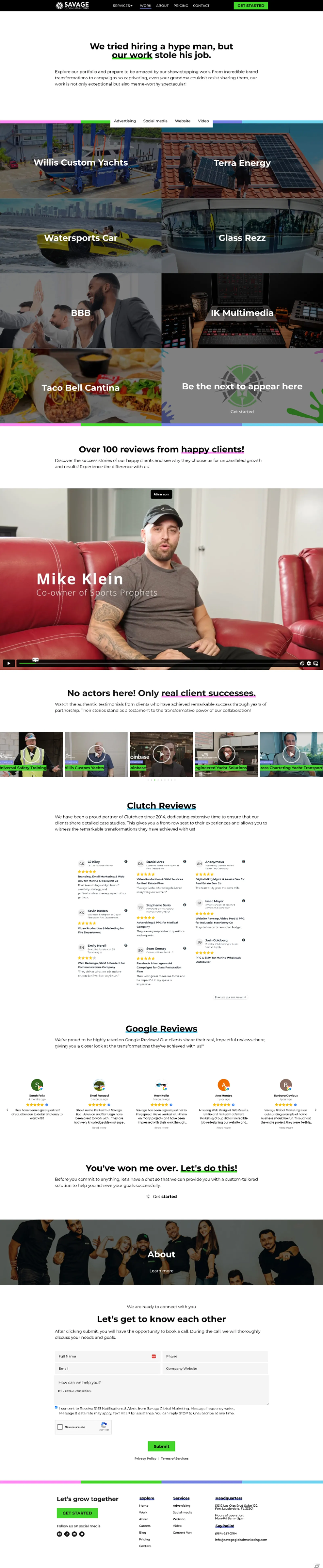 Tela 2 do site Savage Global Marketing