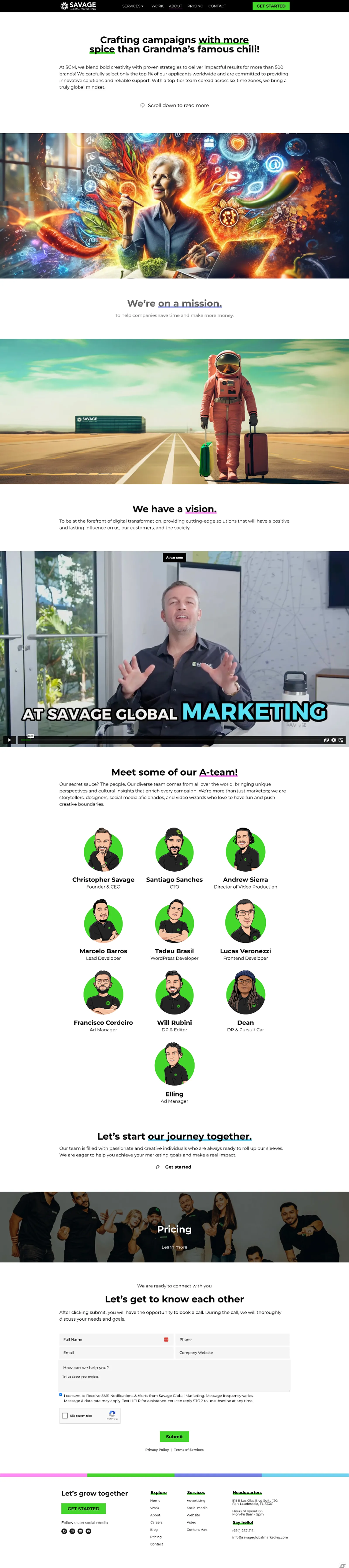 Tela 3 do site Savage Global Marketing