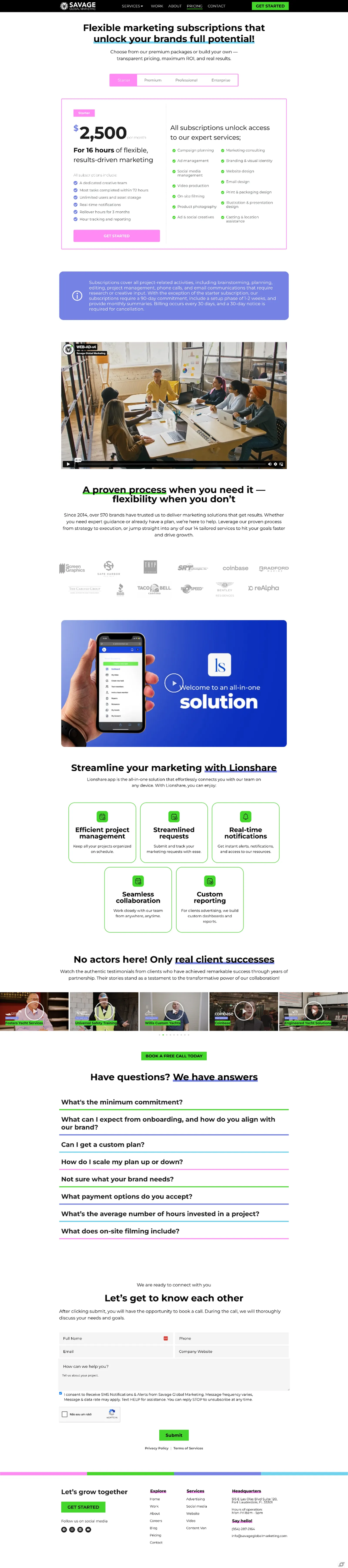Tela 4 do site Savage Global Marketing