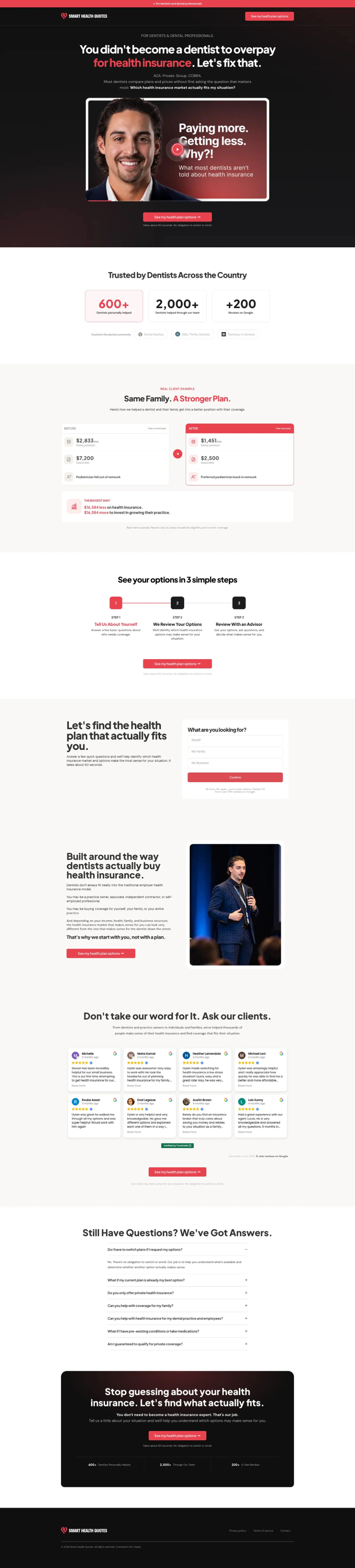 Tela 2 do site Smart Health Quotes