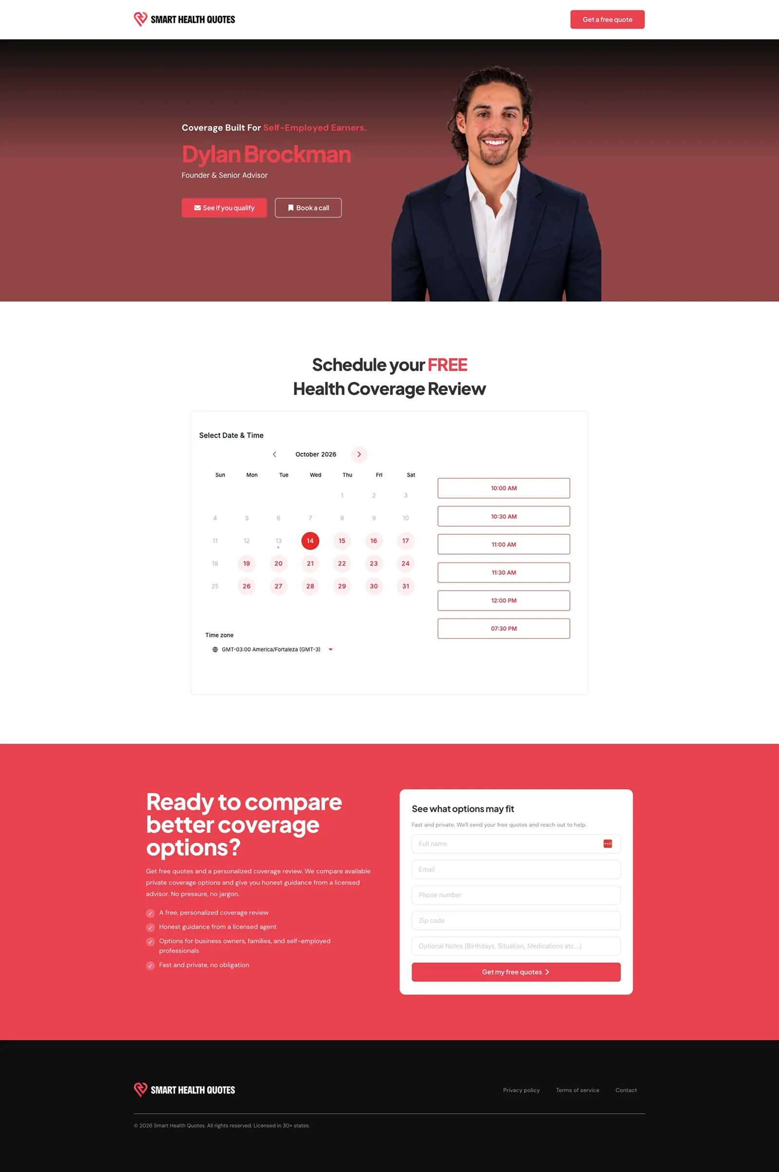 Tela 3 do site Smart Health Quotes