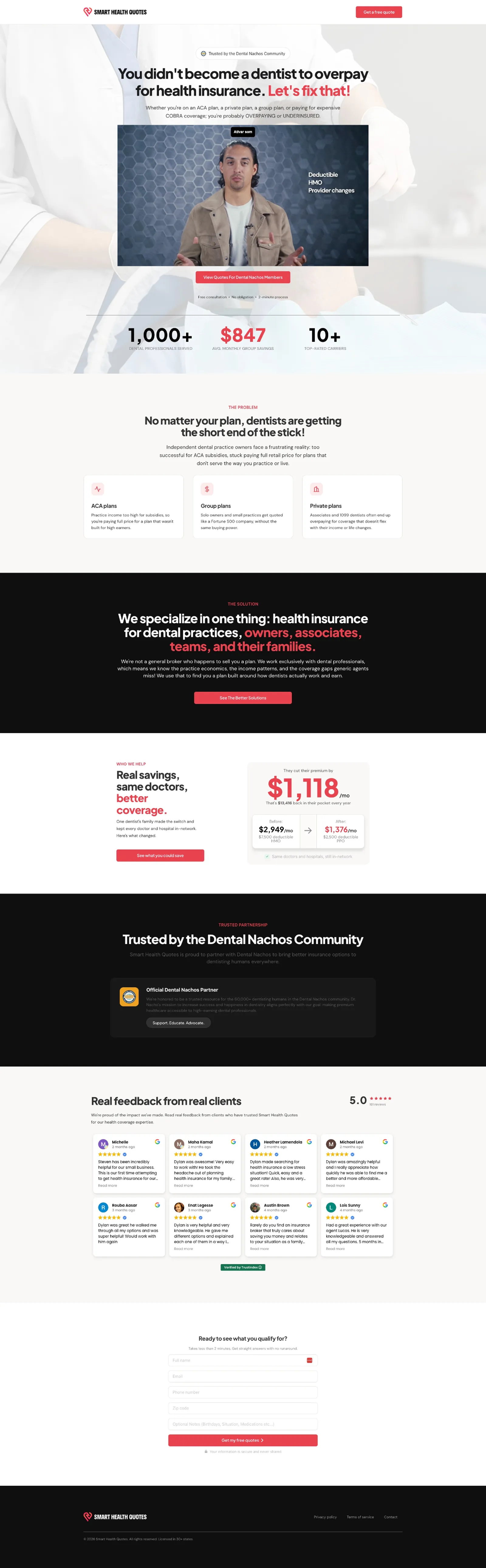 Tela 4 do site Smart Health Quotes