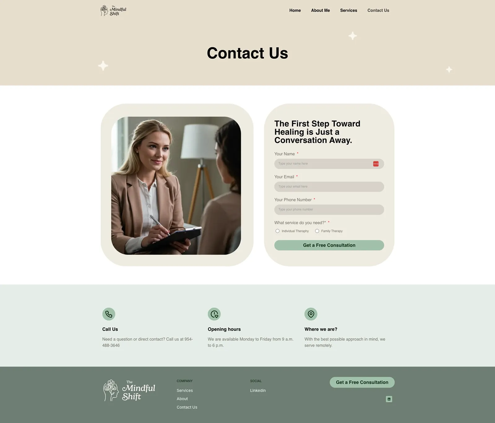 Tela 4 do site The Mindful Shift