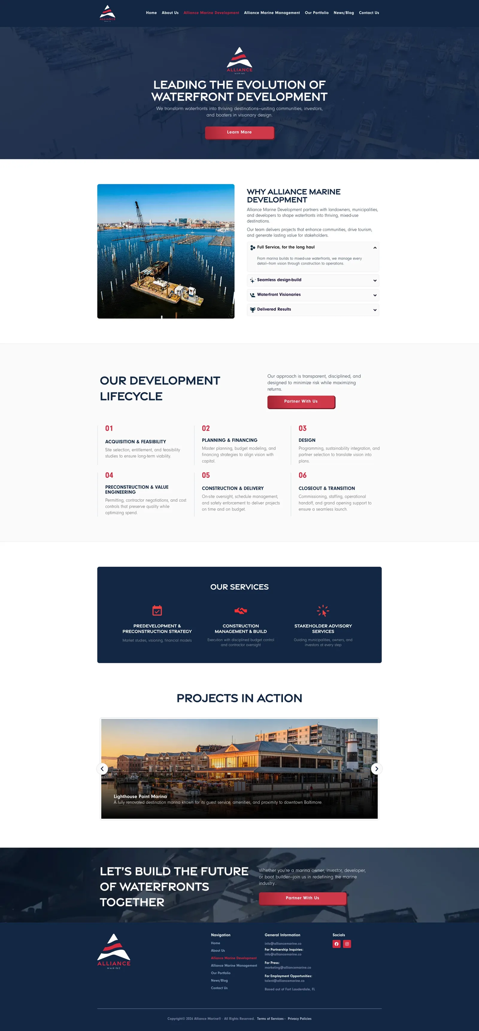 Tela 2 do site Alliance Marine