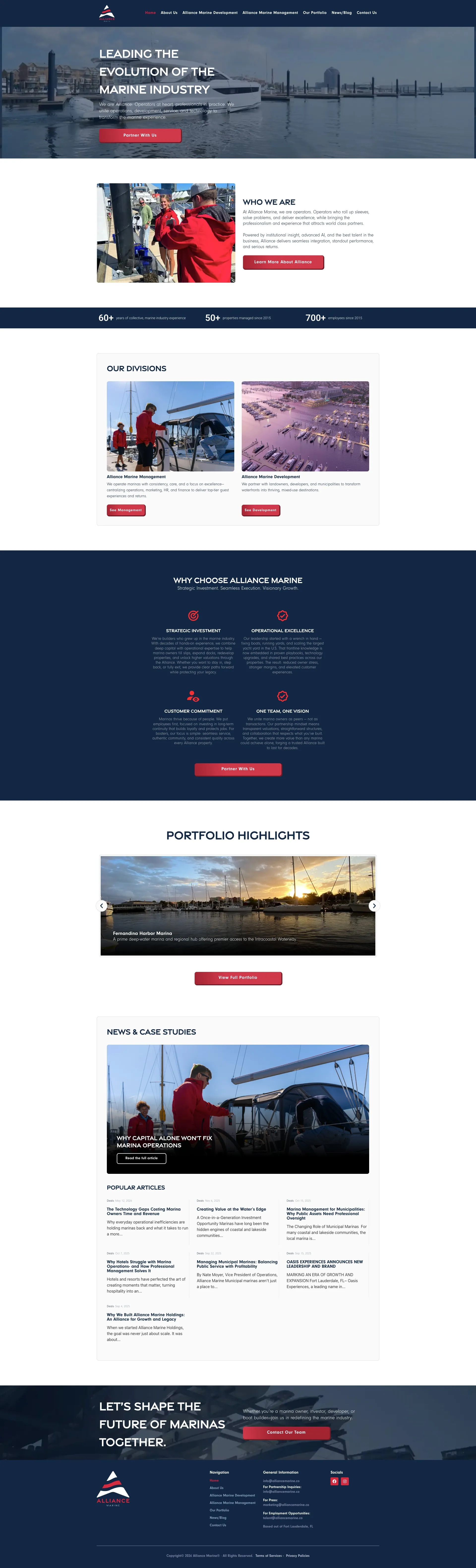Tela 1 do site Alliance Marine
