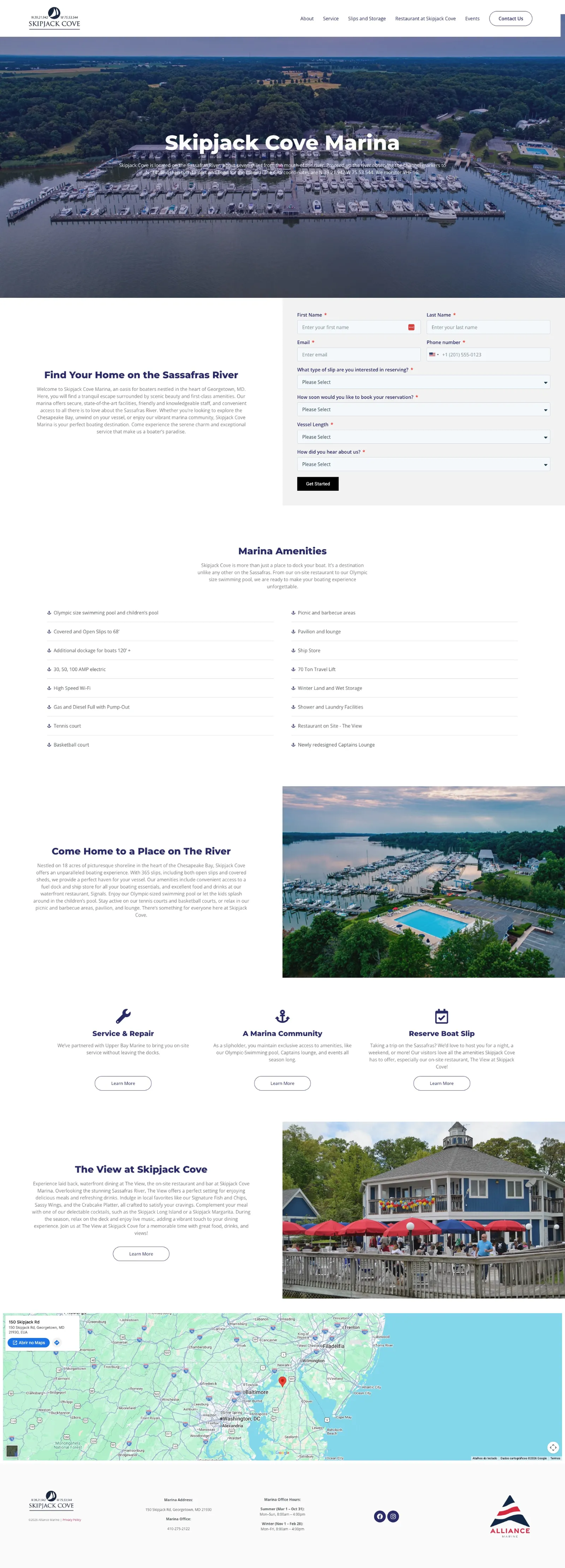 Tela 1 do site Skipack Cove Marina