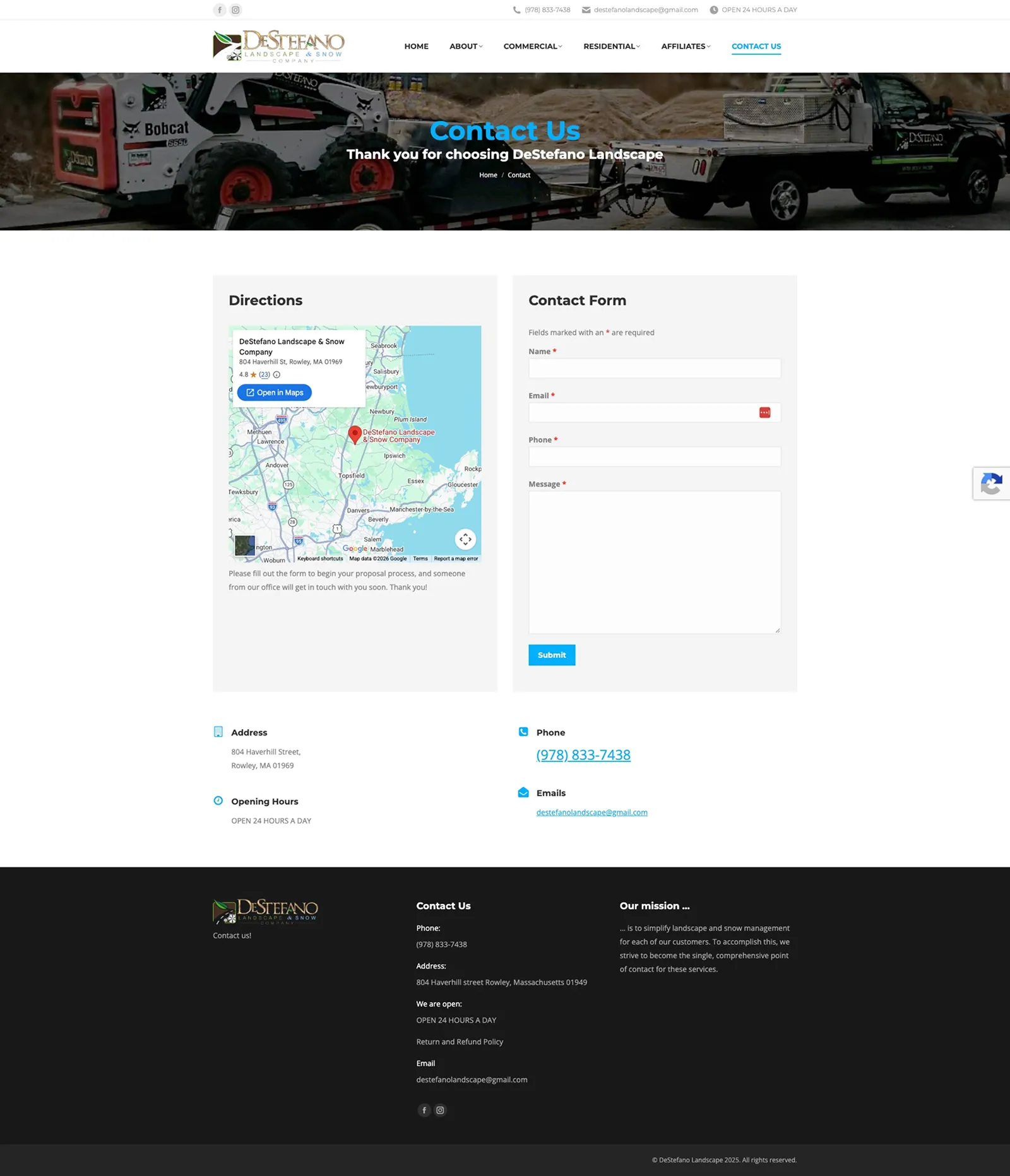 Tela 2 do site Destefano Landscape