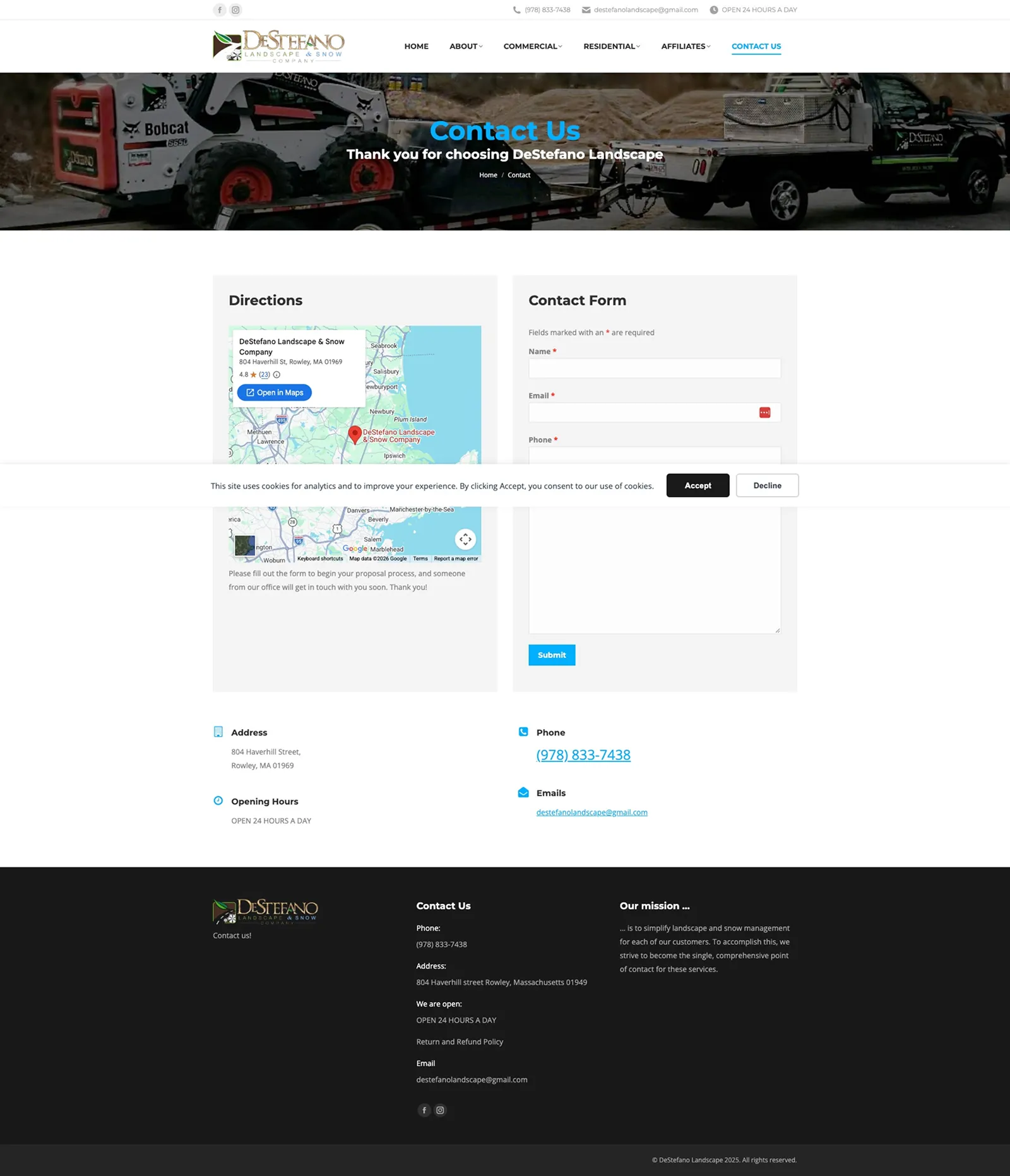 Tela 3 do site Destefano Landscape