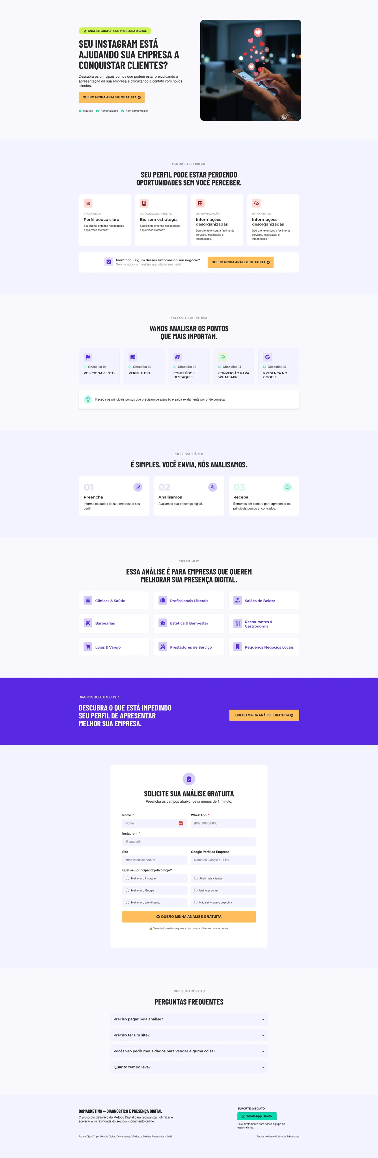 Tela 1 do site Landing Page – Domarketing