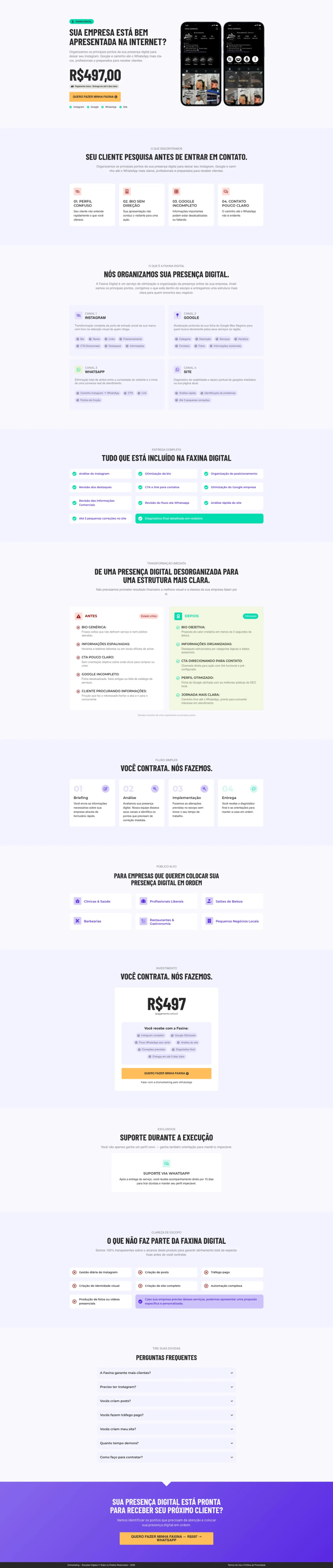 Tela 1 do site Landing Page – Instagram
