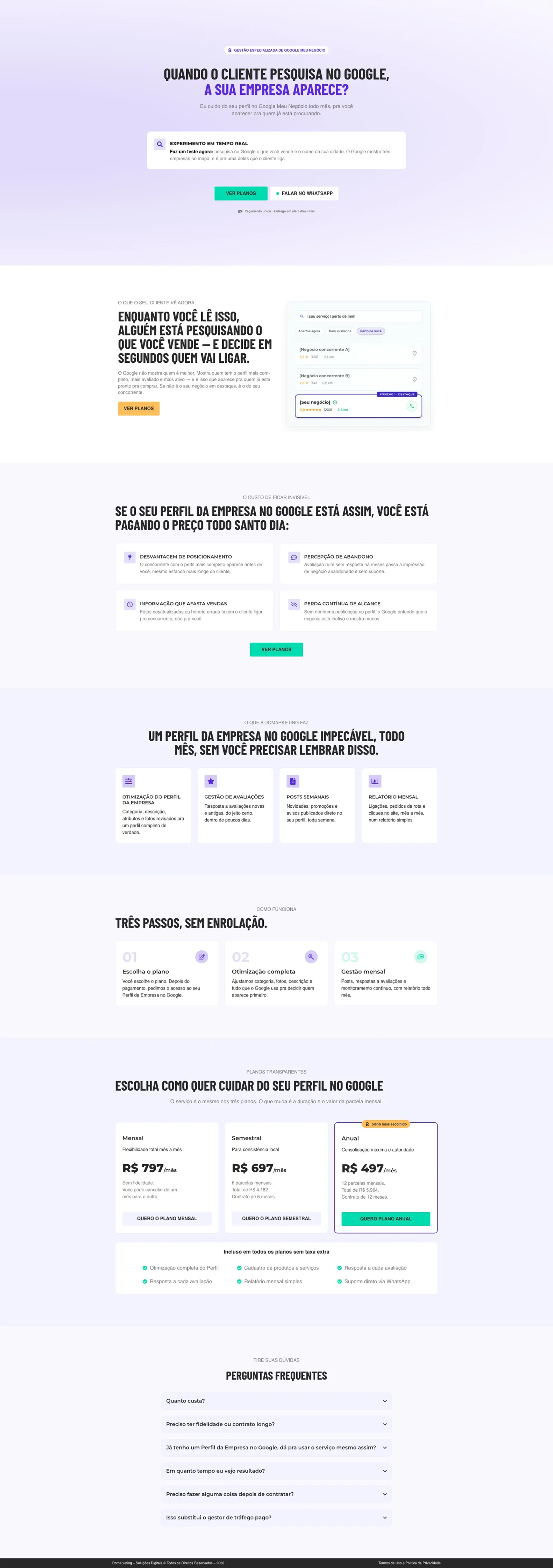 Tela 1 do site Landing Page – Google Meu Negócio