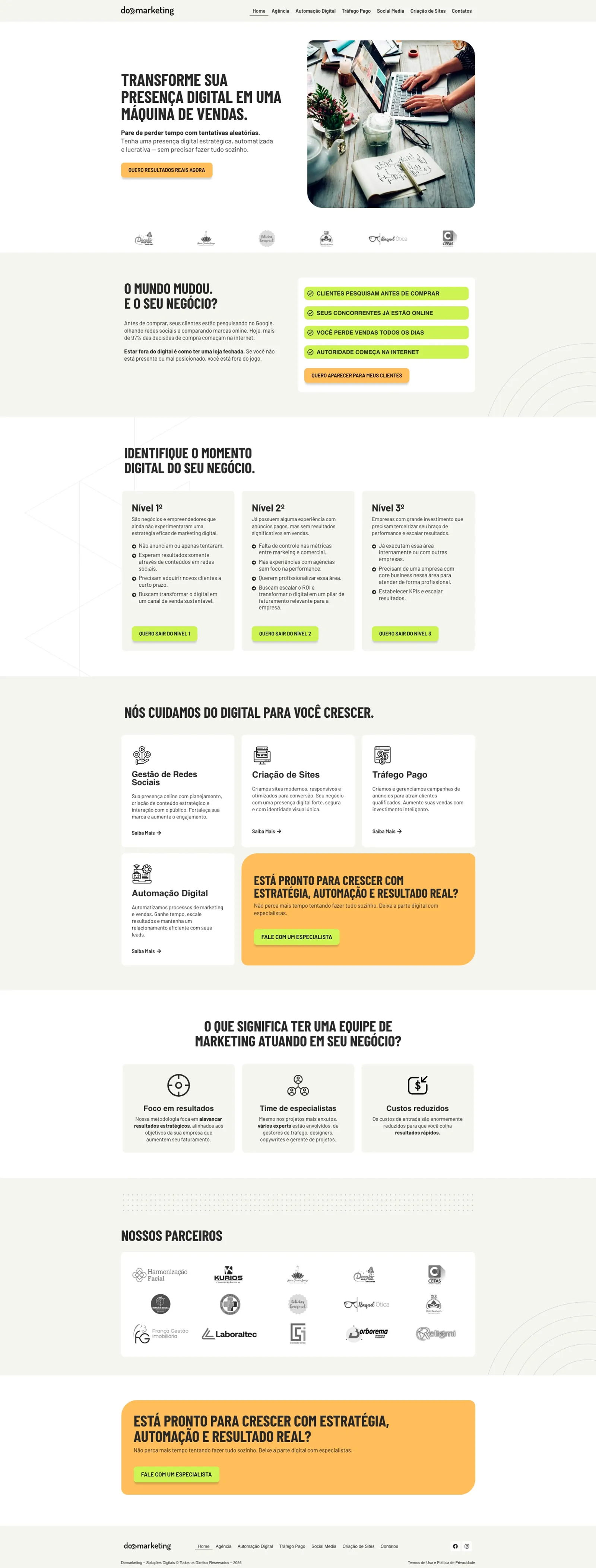 Tela 1 do site Domarketing