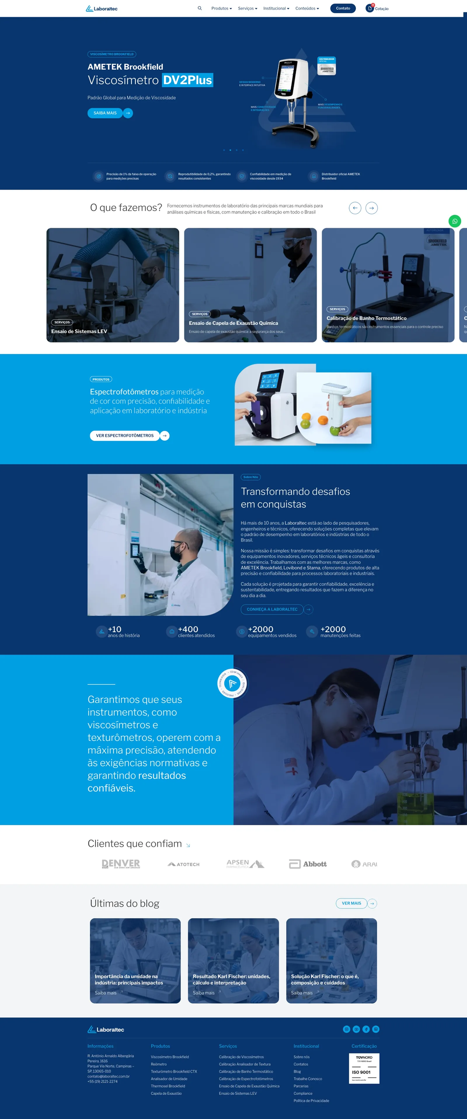 Tela 1 do site Laboraltec