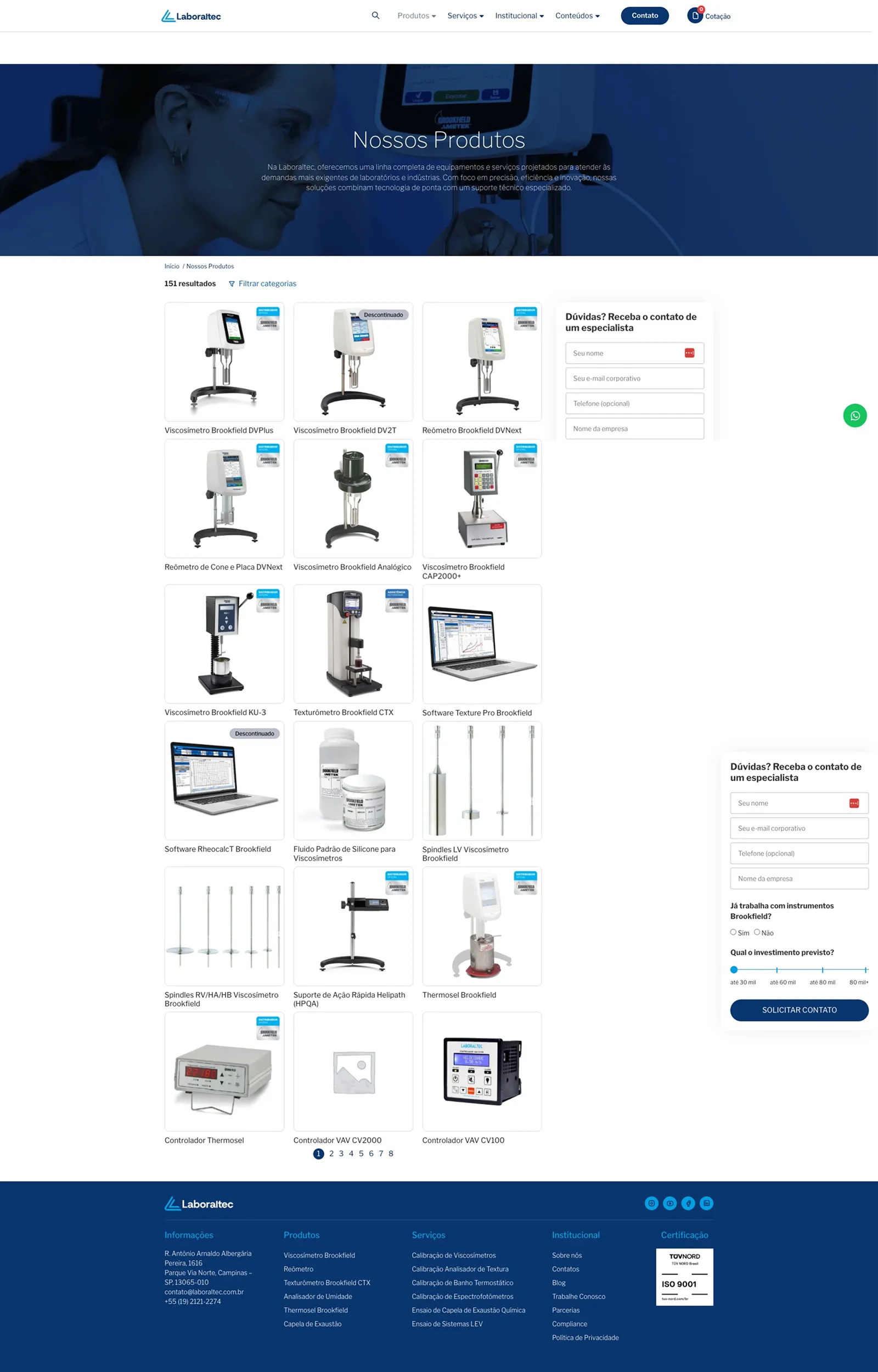 Tela 2 do site Laboraltec