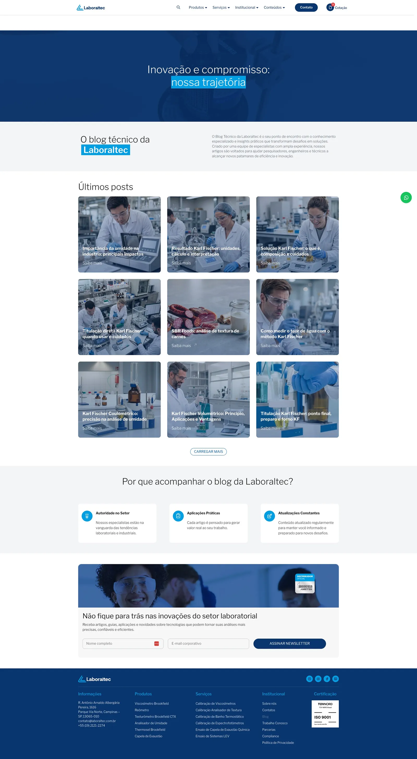 Tela 5 do site Laboraltec