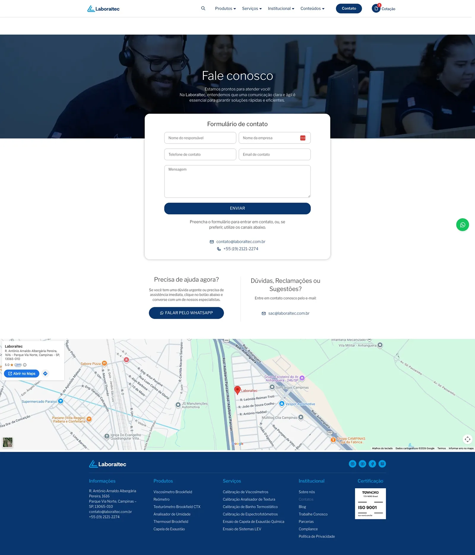 Tela 6 do site Laboraltec