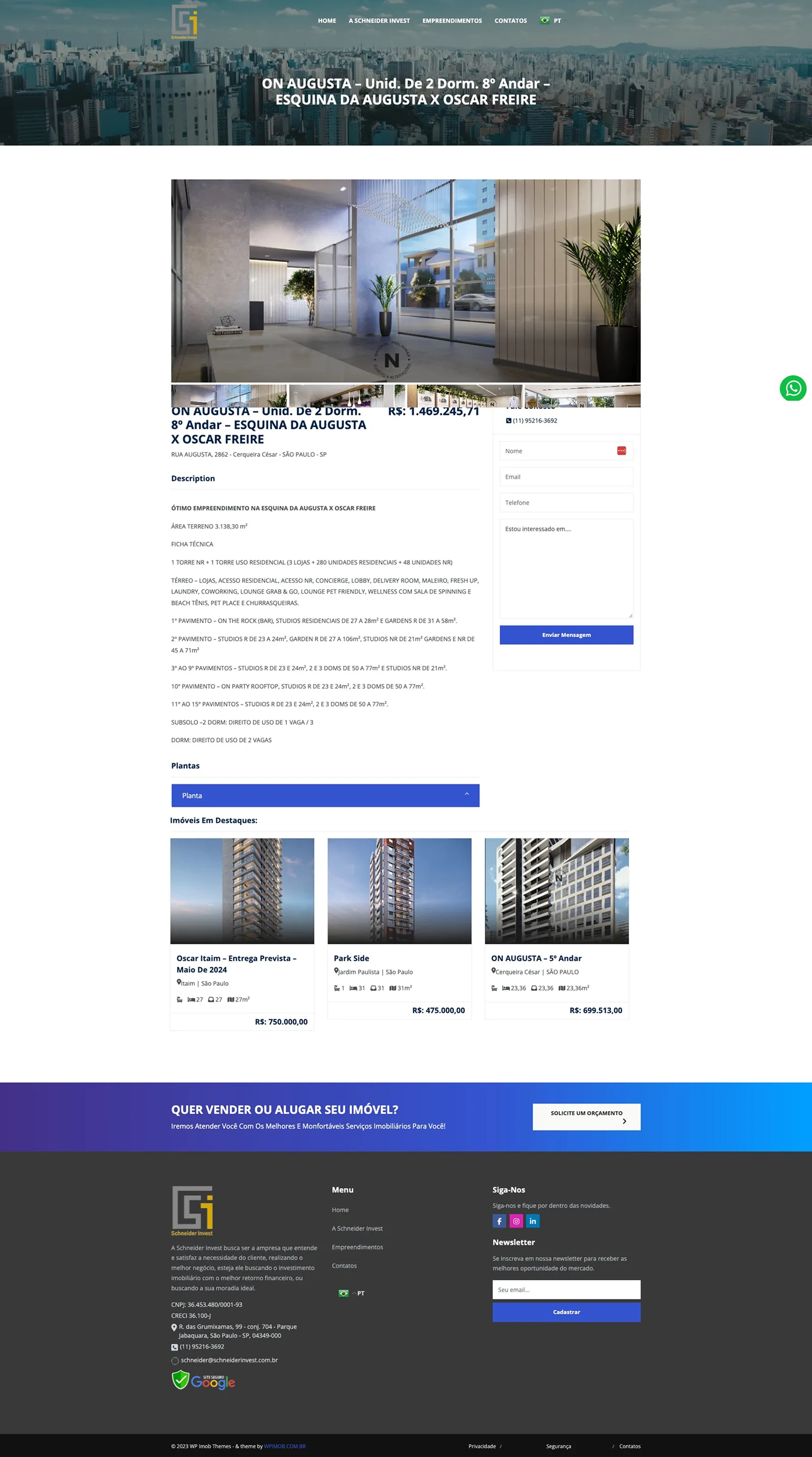 Tela 3 do site Schneider Invest