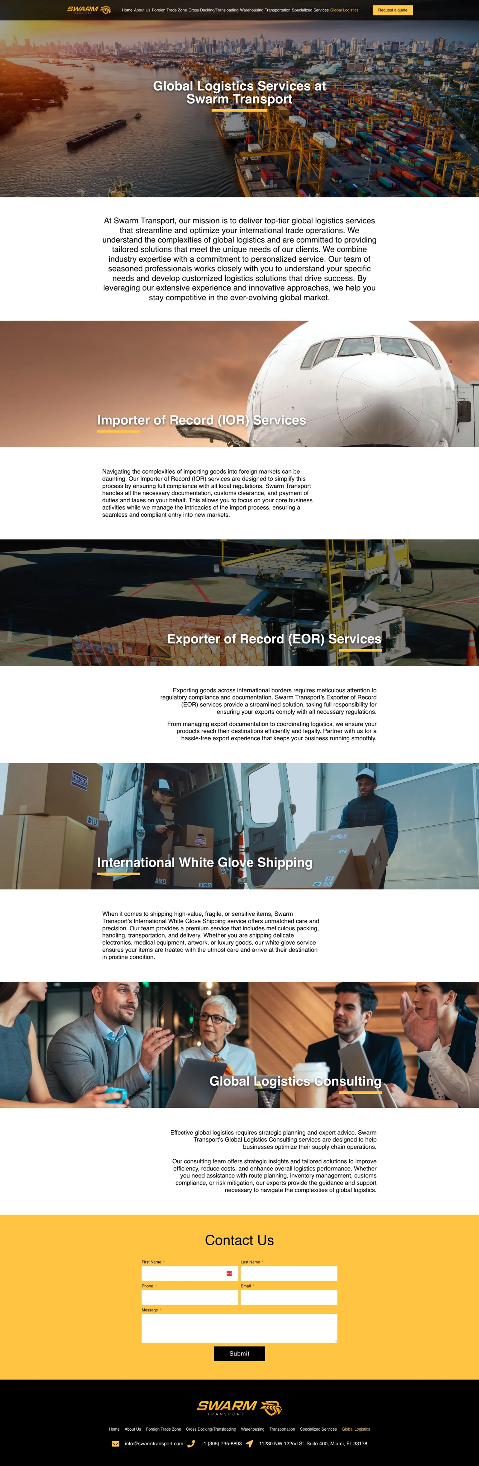 Tela 3 do site Swarm Transport