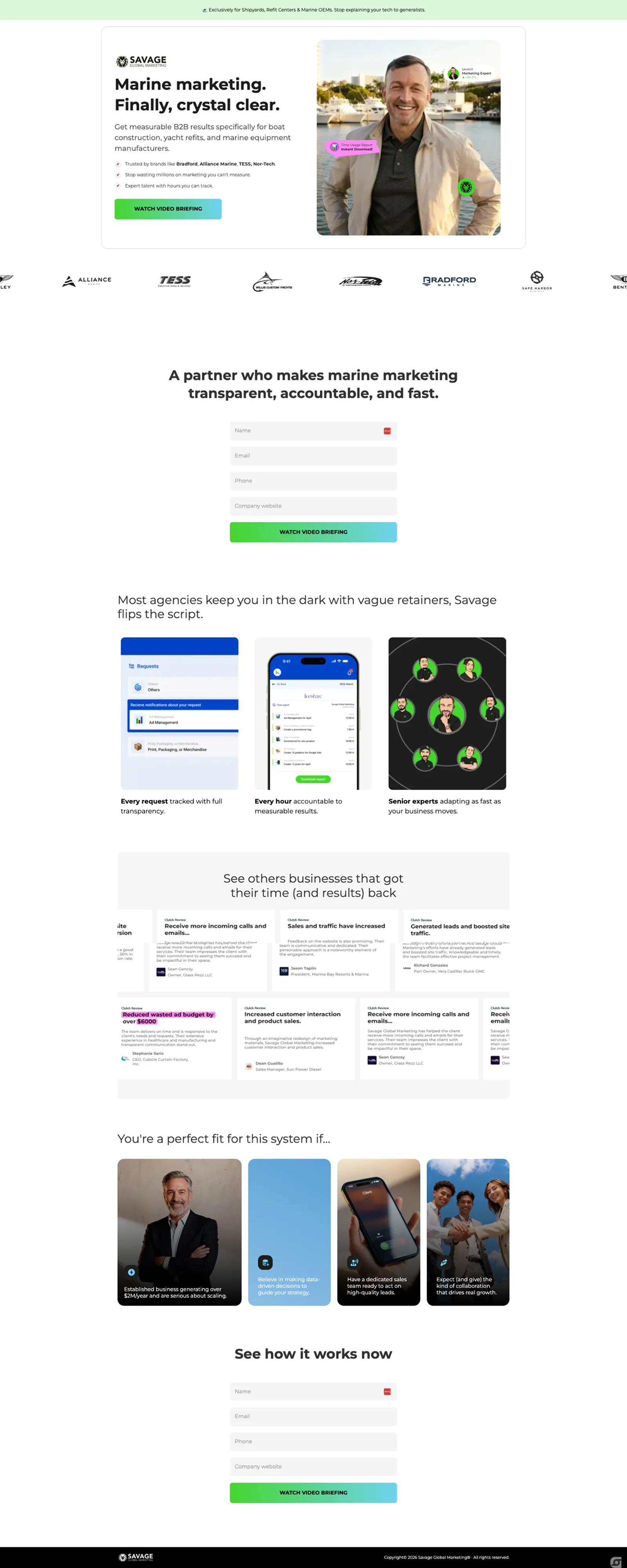 Tela 1 do site Landing Pages Savage
