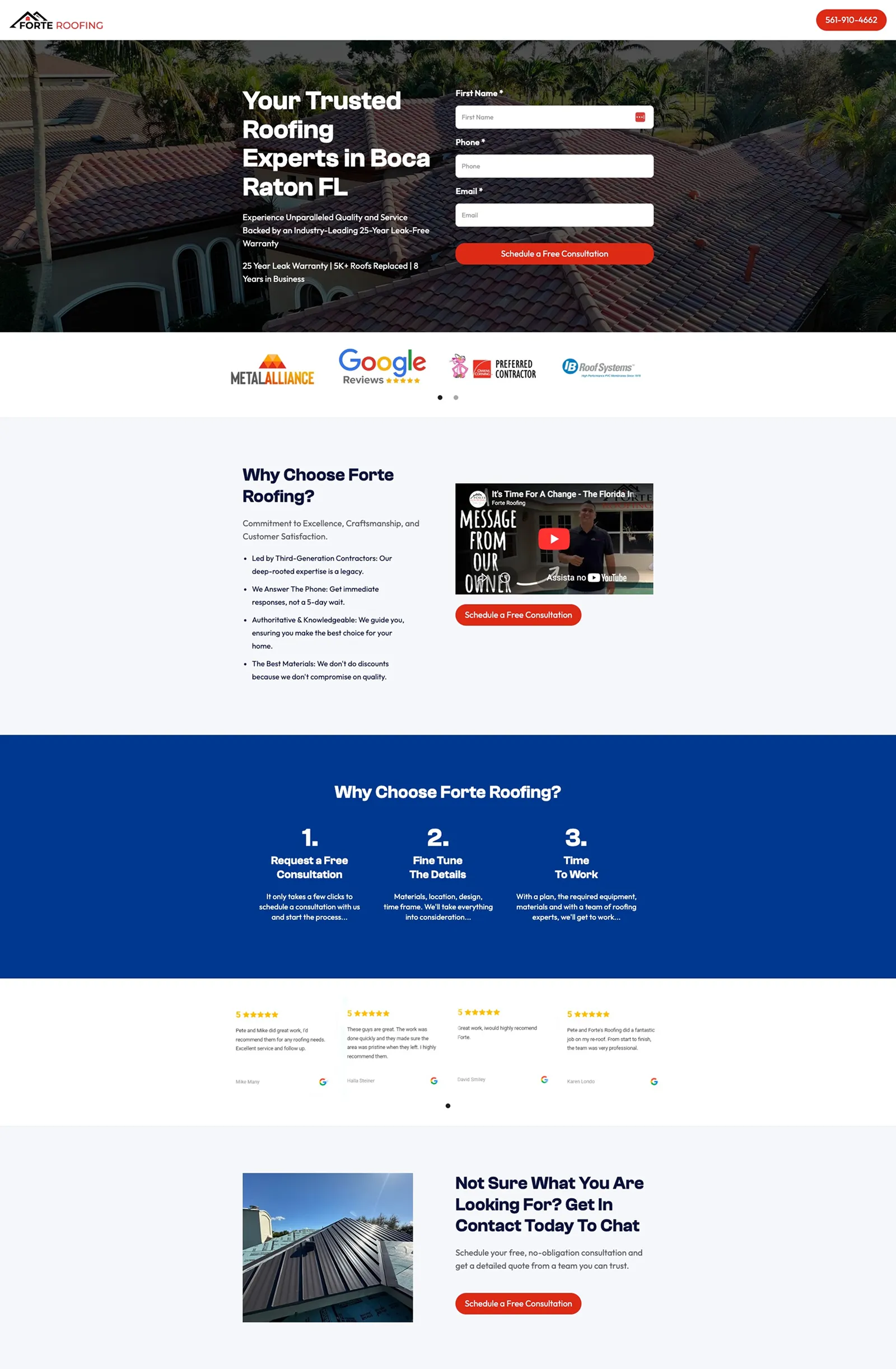 Tela 5 do site Forte Roofing