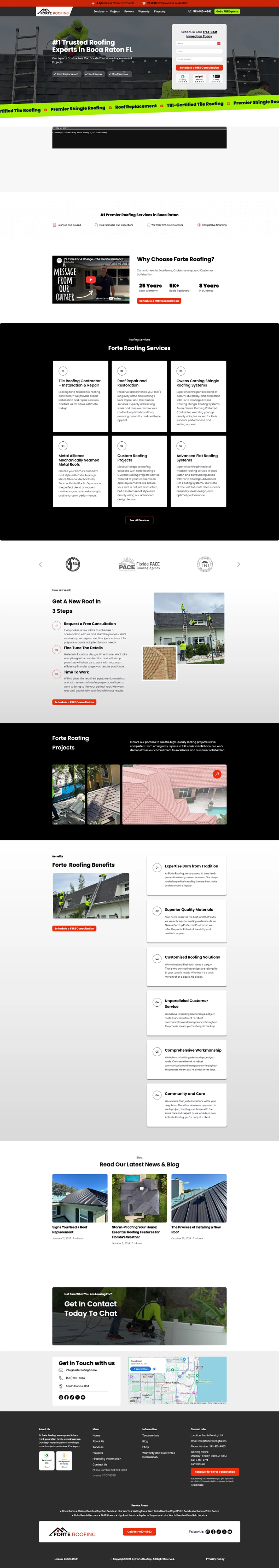 Tela 1 do site Forte Roofing