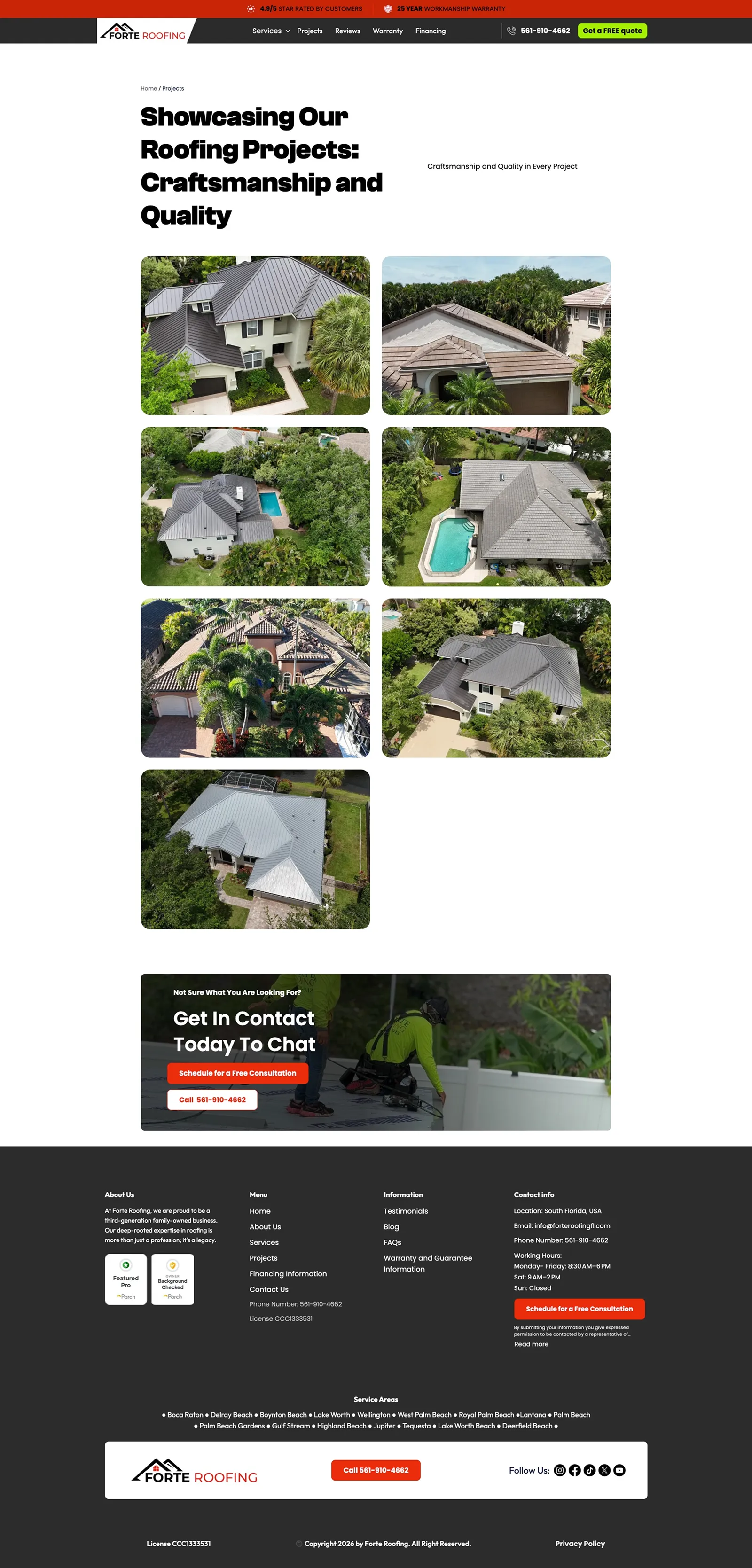 Tela 2 do site Forte Roofing