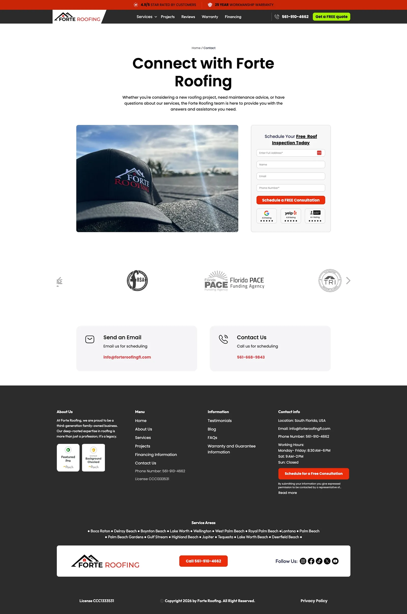 Tela 3 do site Forte Roofing